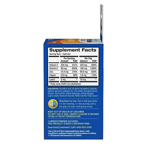 PreserVision AREDS Eye Vitamin & Mineral Supplement, by Bausch + Lomb, 120 Count Bottle (Soft Gels)