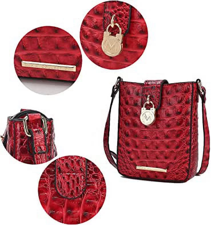 Avery Faux Crocodile Embossed Vegan Leather Womens Crossbody Bag by Mia K