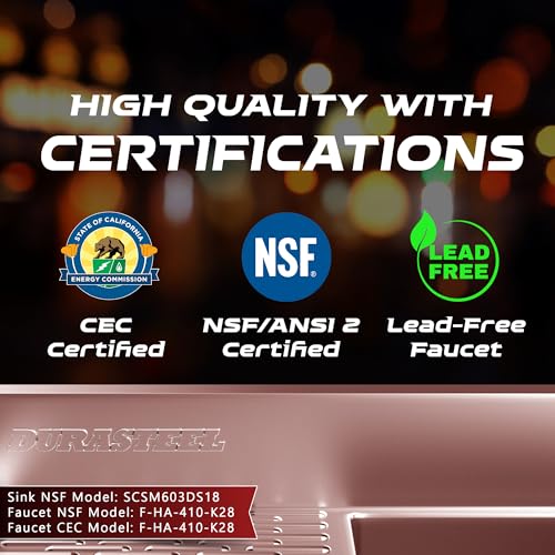 DuraSteel 3 Compartment Under Bar Sink - CEC & NSF 304 Stainless Steel 3 Bay Utility Sink with No Lead Faucet - 60