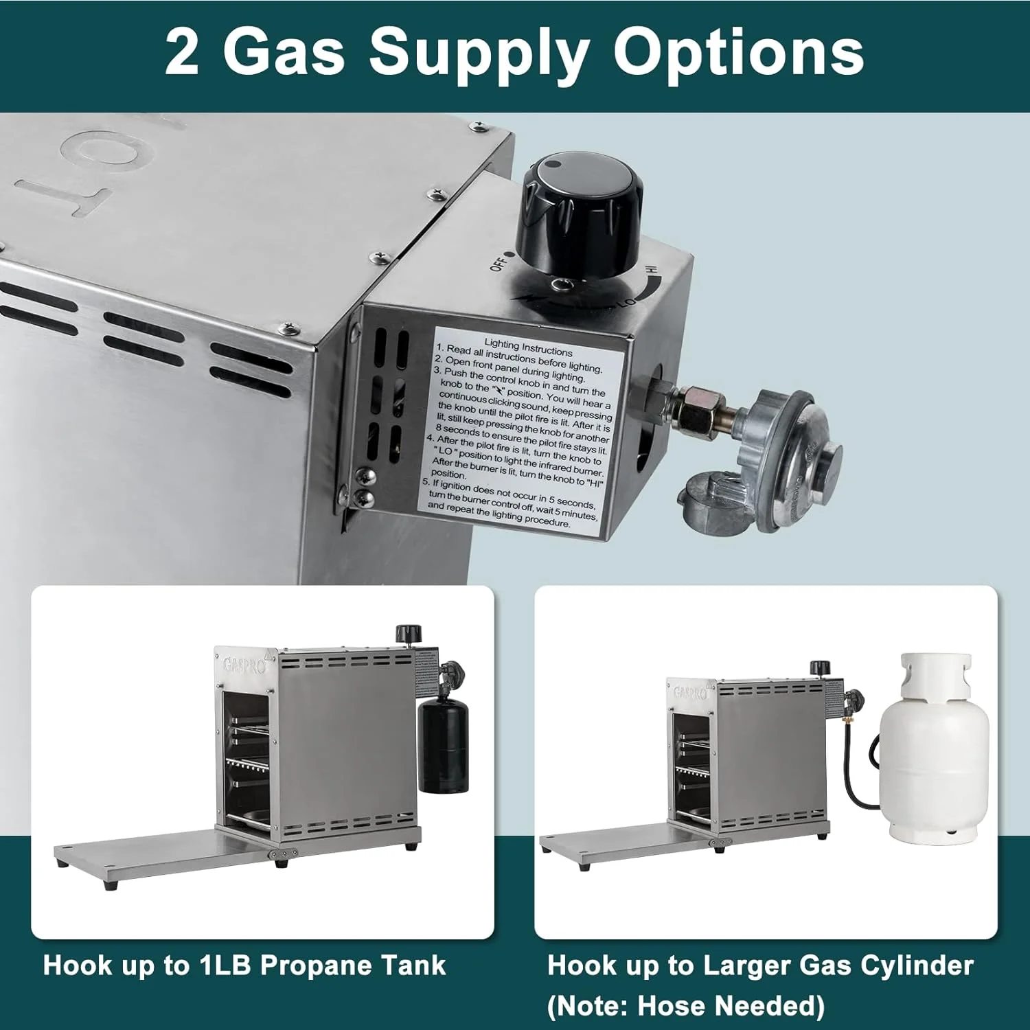 1500℉ Outdoor Propane Gas Grill, Infrared Technology, Fast Cooking Portable Steak Broiler for Meat, Seafood, Veggies and More, Durable Stainless Steel