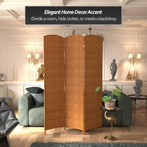 Red Lantern 7 ft. Tall Diamond Weave Dark Beige-6 Panels Room Divider