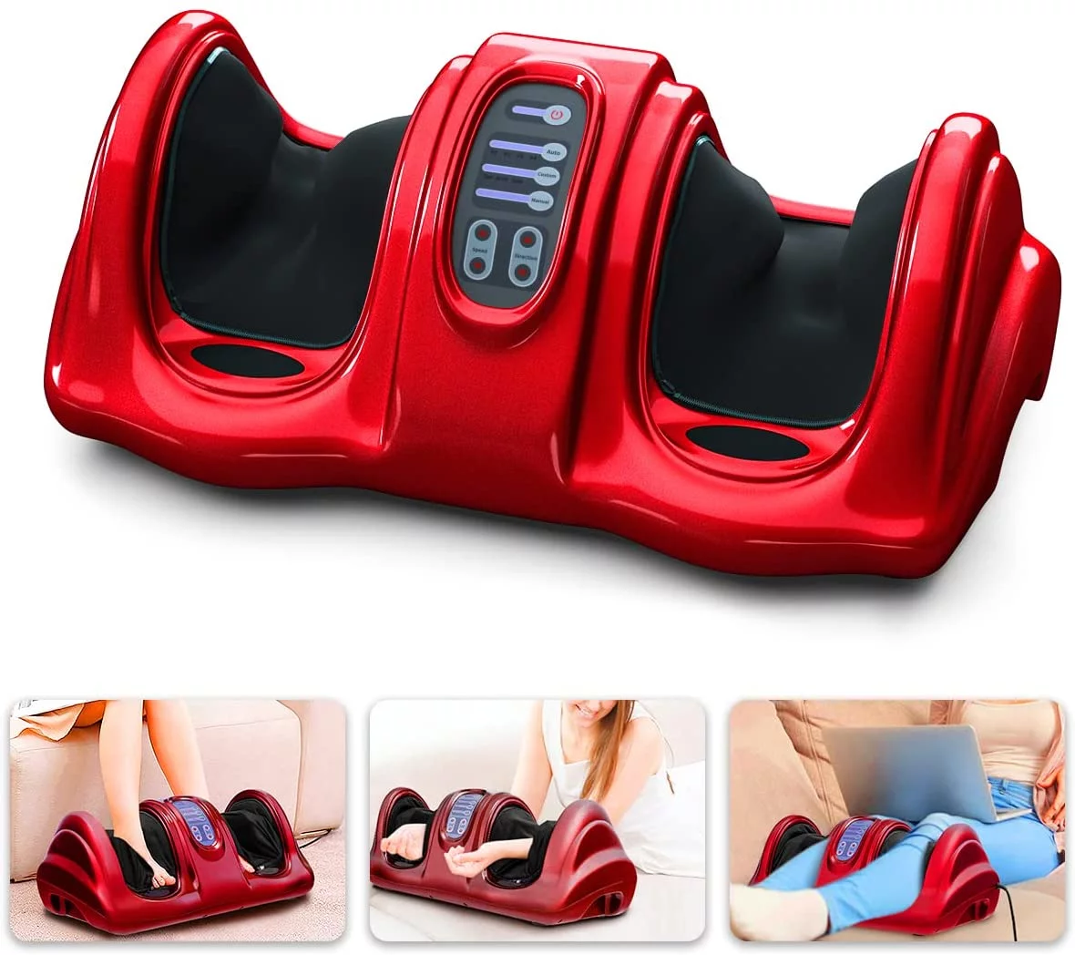 Foot Shiatsu Massager, Therapeutic Foot Massager Electric, Kneading and Rolling Reflexology for Foot, Leg Calf, Ankle, with Remote and 3 Massage Modes