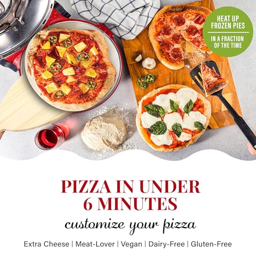 PIEZANO Crispy Crust Pizza Oven by Granitestone – Electric Pizza Oven Indoor Portable, 12 Inch Indoor Pizza Oven Countertop, Pizza Maker Heats up to 800˚F for Stone Baked Pizza at Home - Cream