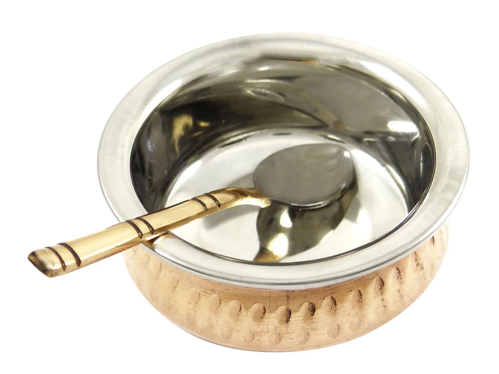 Special Traditional Indian Copper Steel Authentic Handi With Spoonserveware Tableware Kitchen Utensil