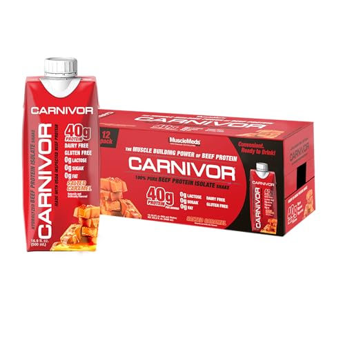 MuscleMeds Carnivor Ready to Drink Protein, Lactose Free, Sugar Free, 40g Isolate Protein, Muscle Building, Recovery, RTD, Chocolate 16.9 Fl Oz (Pack of 12)