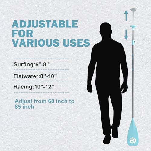 SUP Paddle - Paddle Board Paddle 4 Piece Stand Up Paddleboard Paddles Lightweight Floating Kayak Paddle - Light Blue - Lake Green - Light Green