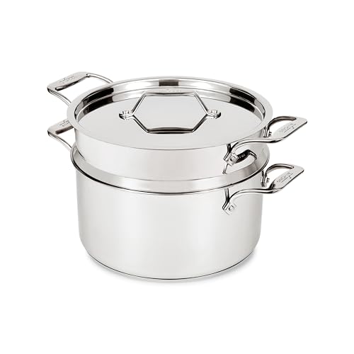 All-Clad Simply Strain Stainless Steel Multipot with Straining Lid, 6-Quart, Induction, Oven Broiler Safe 600F, Strainer, Pasta Strainer with Handle, Steamer Pot, Cookware, Home, Pots and Pans, Silver