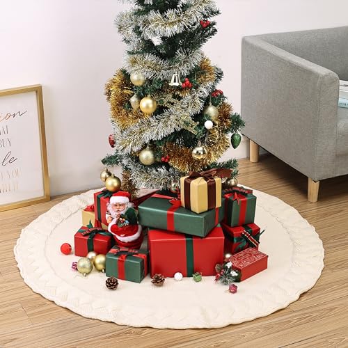 Mr. Pen- Christmas Tree Skirt 48 inches, Knitted Christmas Skirt Tree, Xmas Tree Skirt