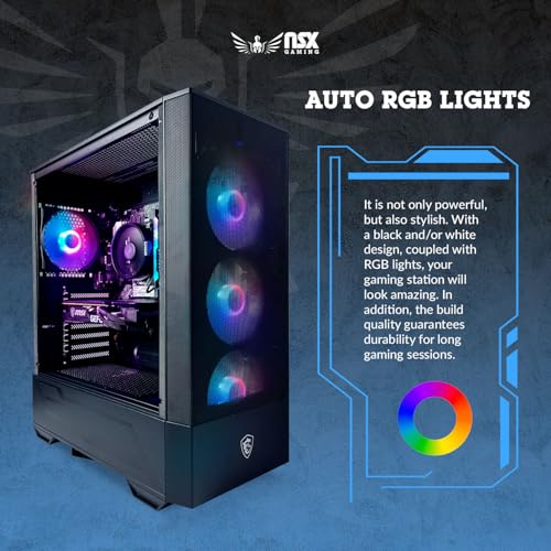 NSXGAMING Nova Desktop Gaming Computer (AMD Ryzen 5 5600G, 16GB 2 * 8 GB DDR4 3600, 512Gb M2 NVME SSD, RGB Fans, W11 64-bit Ready, Wify Ready, Mouse and Keyboard)