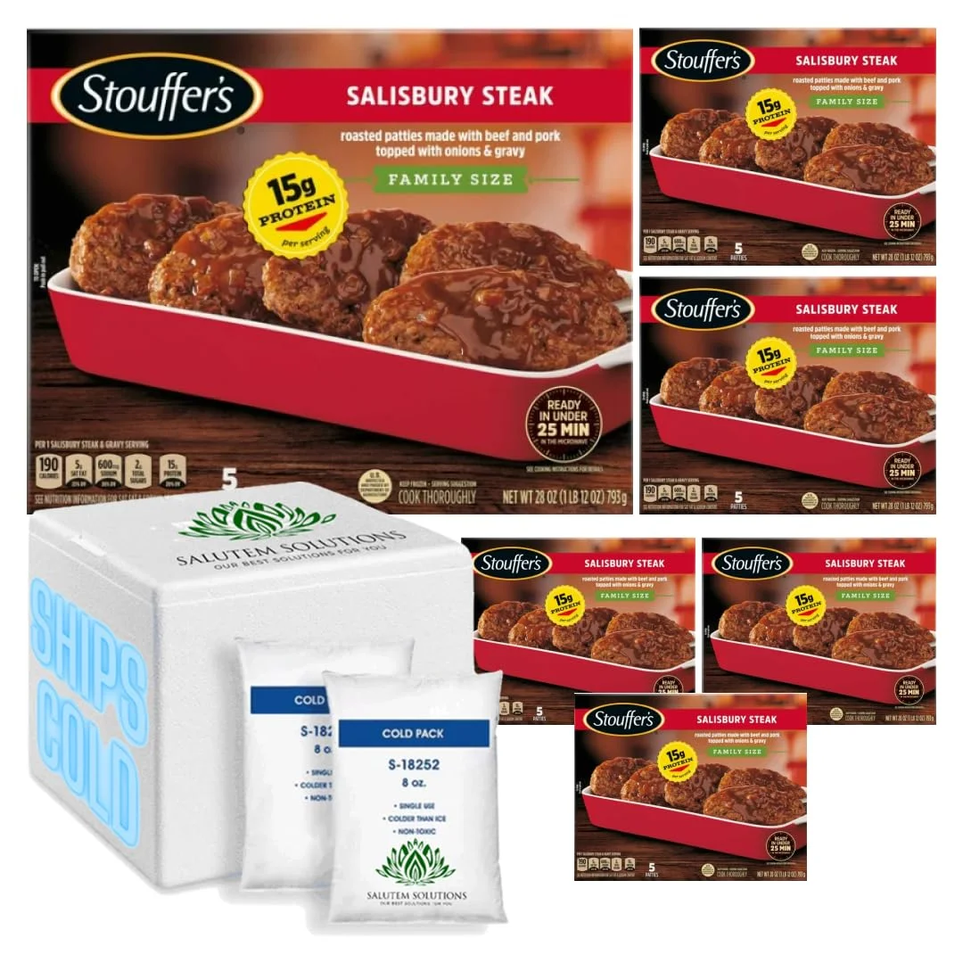 Stouffer's Salisbury Steak Family Size Frozen Meal, 28 oz - Pack of 6