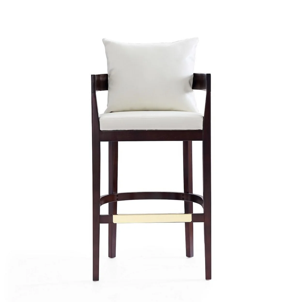 Ritz 38 in. Ivory and Dark Walnut Beech Wood Barstool