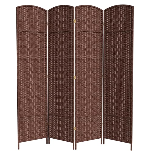 Red Lantern 7 ft. Tall Diamond Weave Dark Beige-6 Panels Room Divider