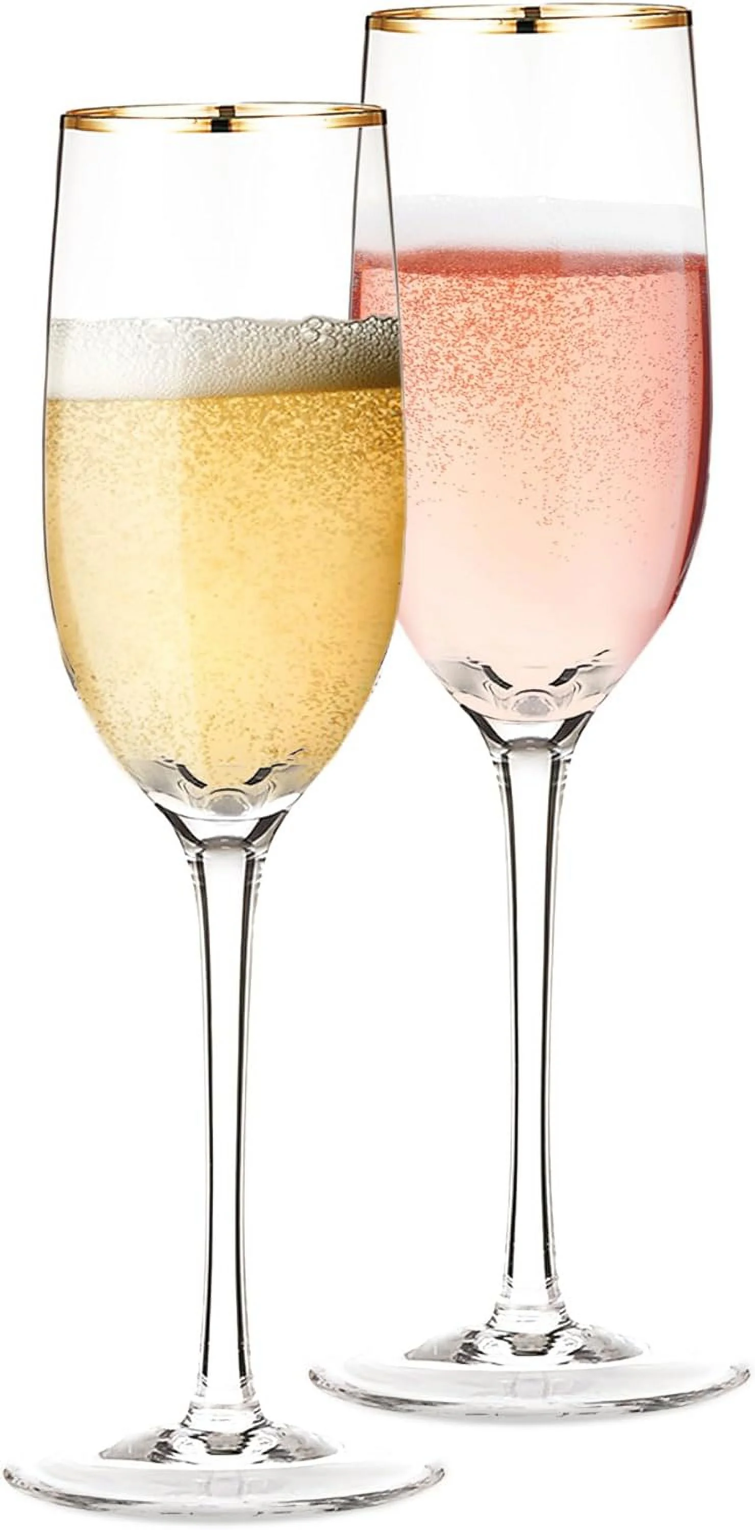 Premium Champagne Flutes - Crystal Champagne Glasses With Rim - 7.7 Oz Each (Set Of 2)