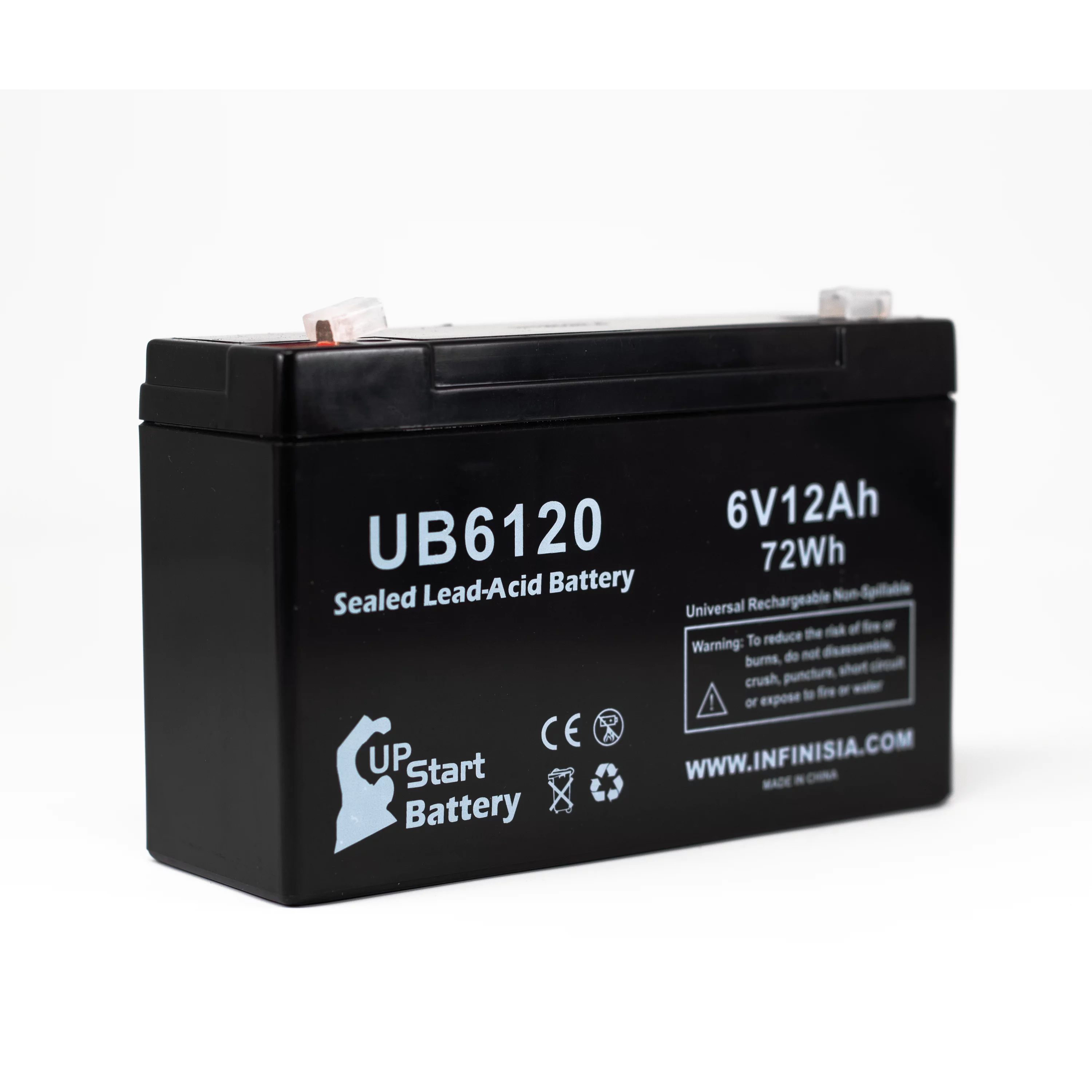 5x Pack - Compatible W. W. GRAINGER 5VC16 Battery - Replacement UB6120 Universal Sealed Lead Acid Battery (6V, 12Ah, 12000mAh, F1 Terminal, AGM, SLA) - Includes 10 F1 to F2 Terminal Adapters