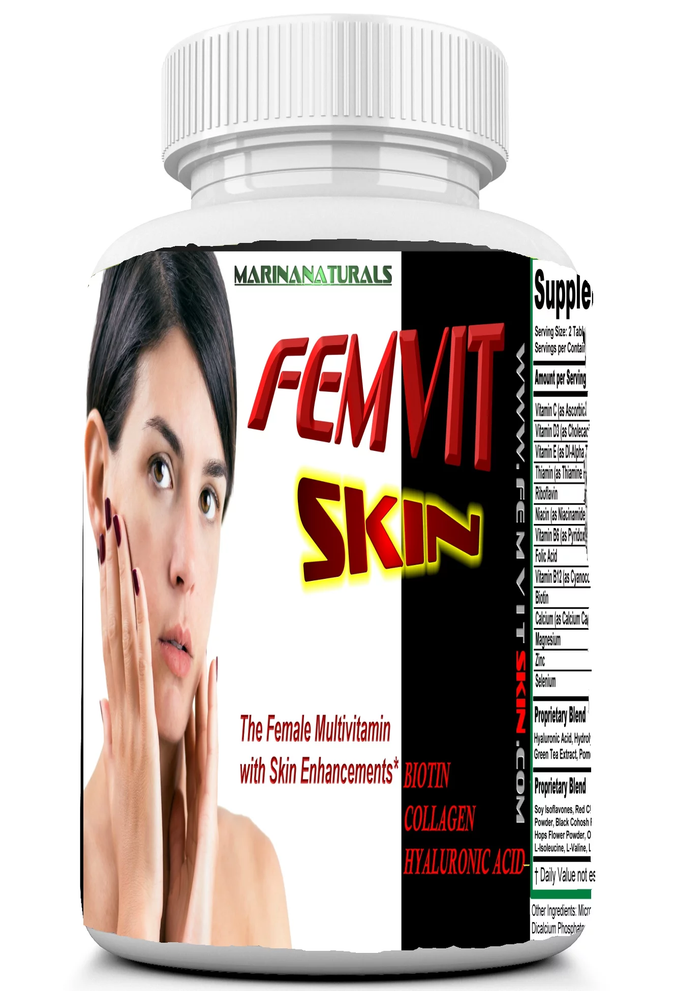 FEMVIT SKIN, the Female Multivitamin, Multi-Minerals and Herbal Extracts that Helps Fix Your Skin. Anti-Wrinkle with Collagen, Hyaluronic acid & Pomegranate Extract. 60 Tablets, Not a Cream