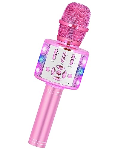 Amazmic Kids Karaoke Microphone Machine Toys for Girls Bluetooth Microphone with LED Light, Christmas Birthday Gift for Girls Boys 3 4 5 6 7 8 9 10 11 12 Year Old Kids Toys(Blue)