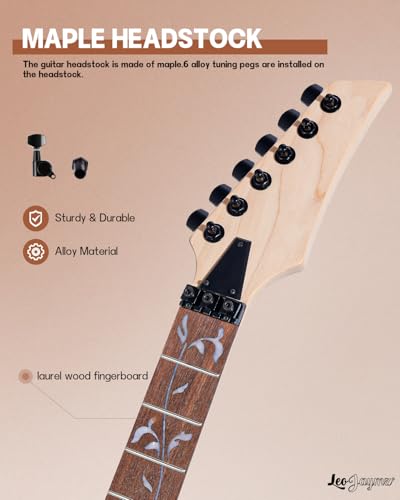 Leo Jaymz DIY Single Cut Electric Guitar Kits with Mahogany Body and Neck - Rosewood Fingerboard and All Components Included (LP Hollow)