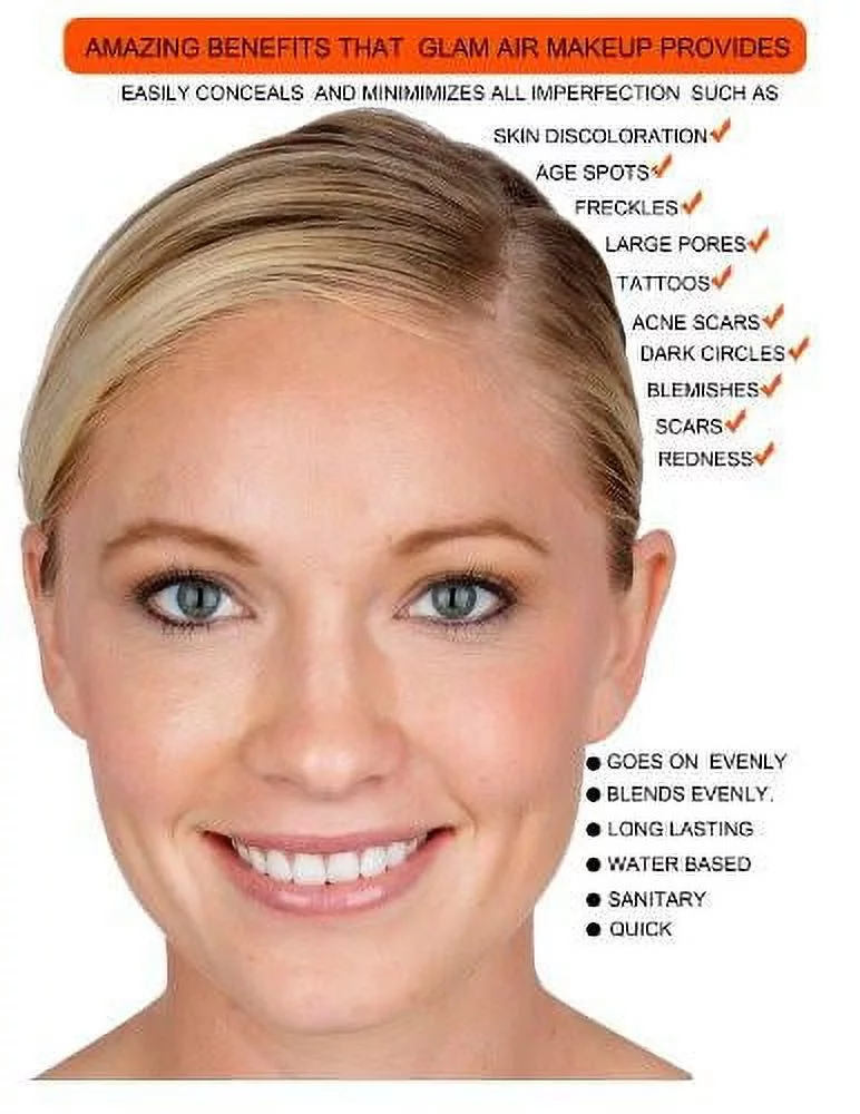 Glam Air Airbrush Water-based Foundation in Set of 5 Assorted Dark Satin Shades (For Normal to Dry Dark Skin)S12-S16