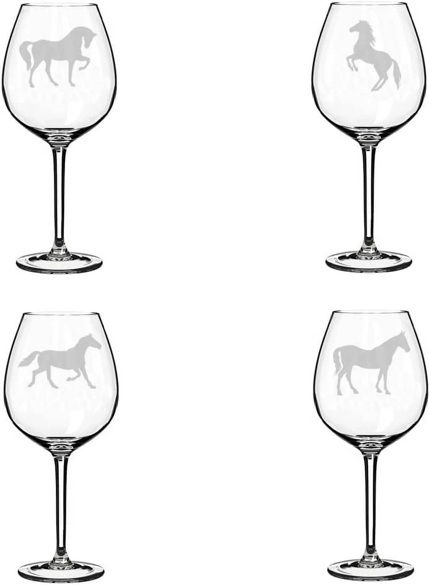 Set of 4 Wine Glass Gift Goblet Horse Collection (20 oz Jumbo)