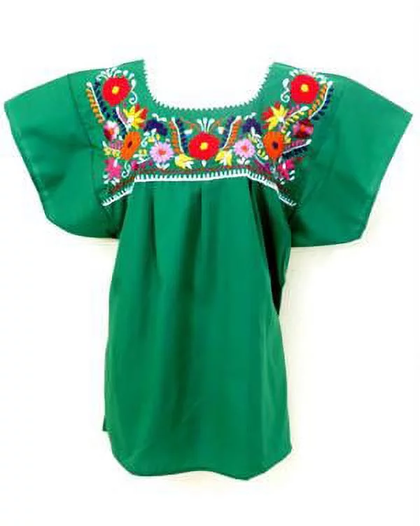 Mexican Puebla Blouse (XL, Green)