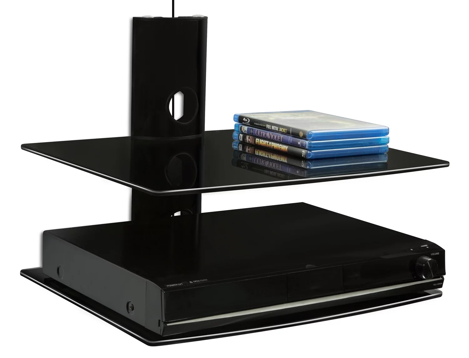 Mount-It! Dual Floating Wall Mounted Shelf Heavy Duty Bracket Stand for Receiver, Component, Gaming Consoles (MI-802)