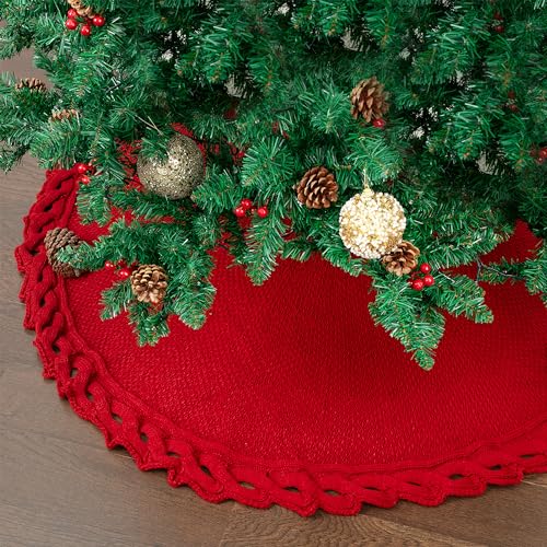 Mr. Pen- Christmas Tree Skirt 48 inches, Knitted Christmas Skirt Tree, Xmas Tree Skirt