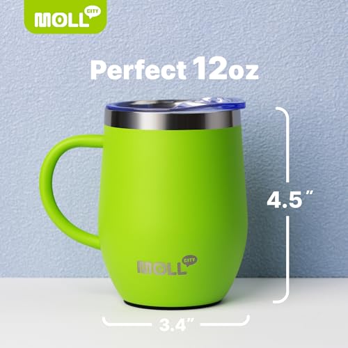 Tumbler with Lid and Straw-12 oz Stainless Steel Double Wall Vacuum Insulated Tumbler Cup with Handle (Canyon Red-Sky Blue)