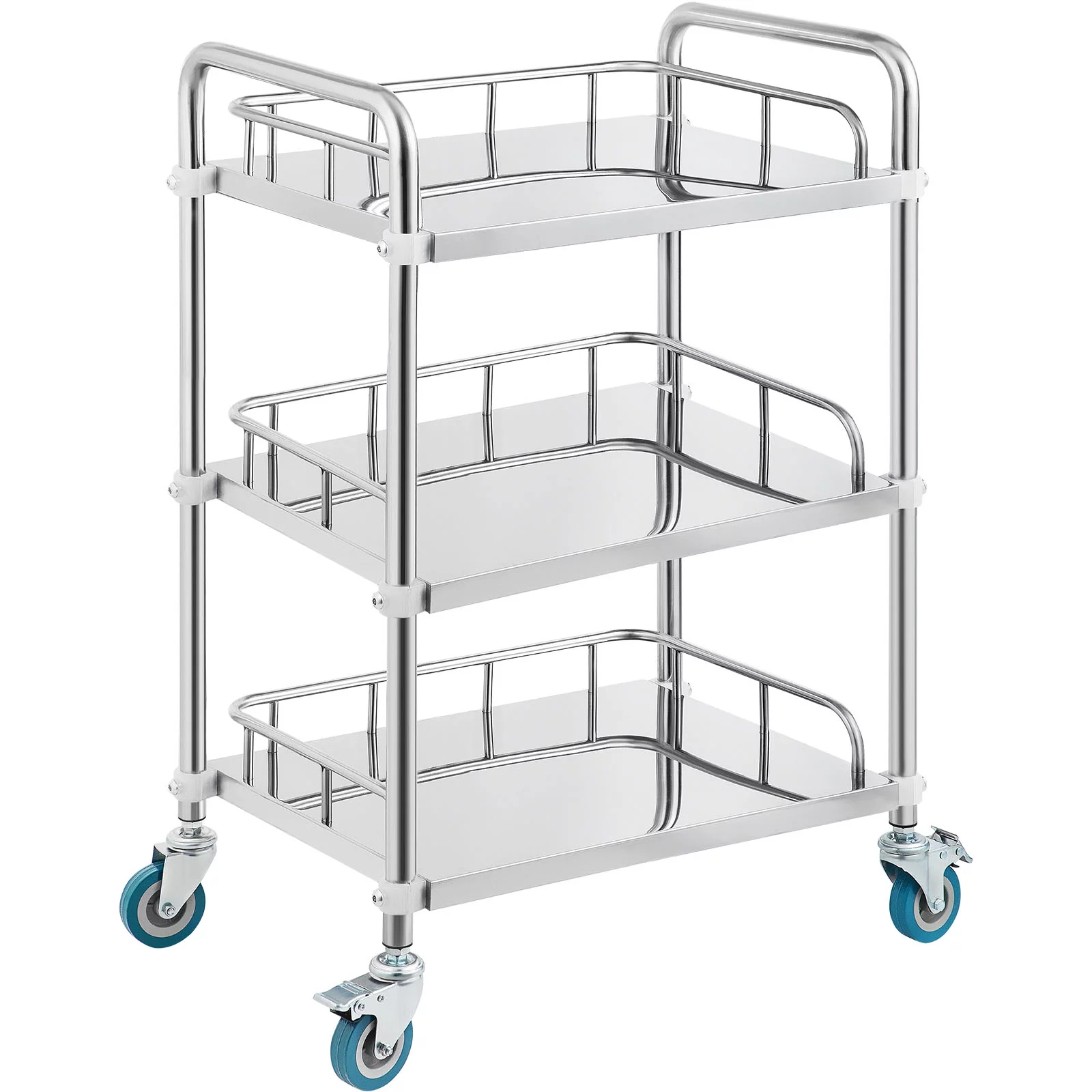 BENTISM 3-Layer Stainless Steel Lab Medical Equipment Cart Trolley