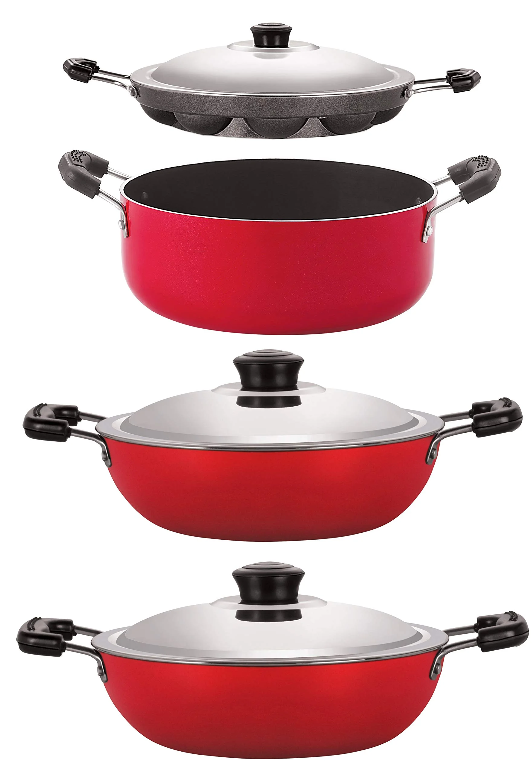 Nirlon Aluminium Non Stick Kitchen Essentials Cookware Set Of 4Pcs (Dkd(B)_Dkd(J)_Ap12_Cs24)