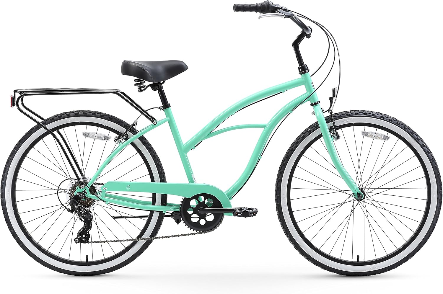 sixthreezero Around The Block Men's and Women's 7-Speed 26 Inch Beach Cruiser Bikes with Rear Racks