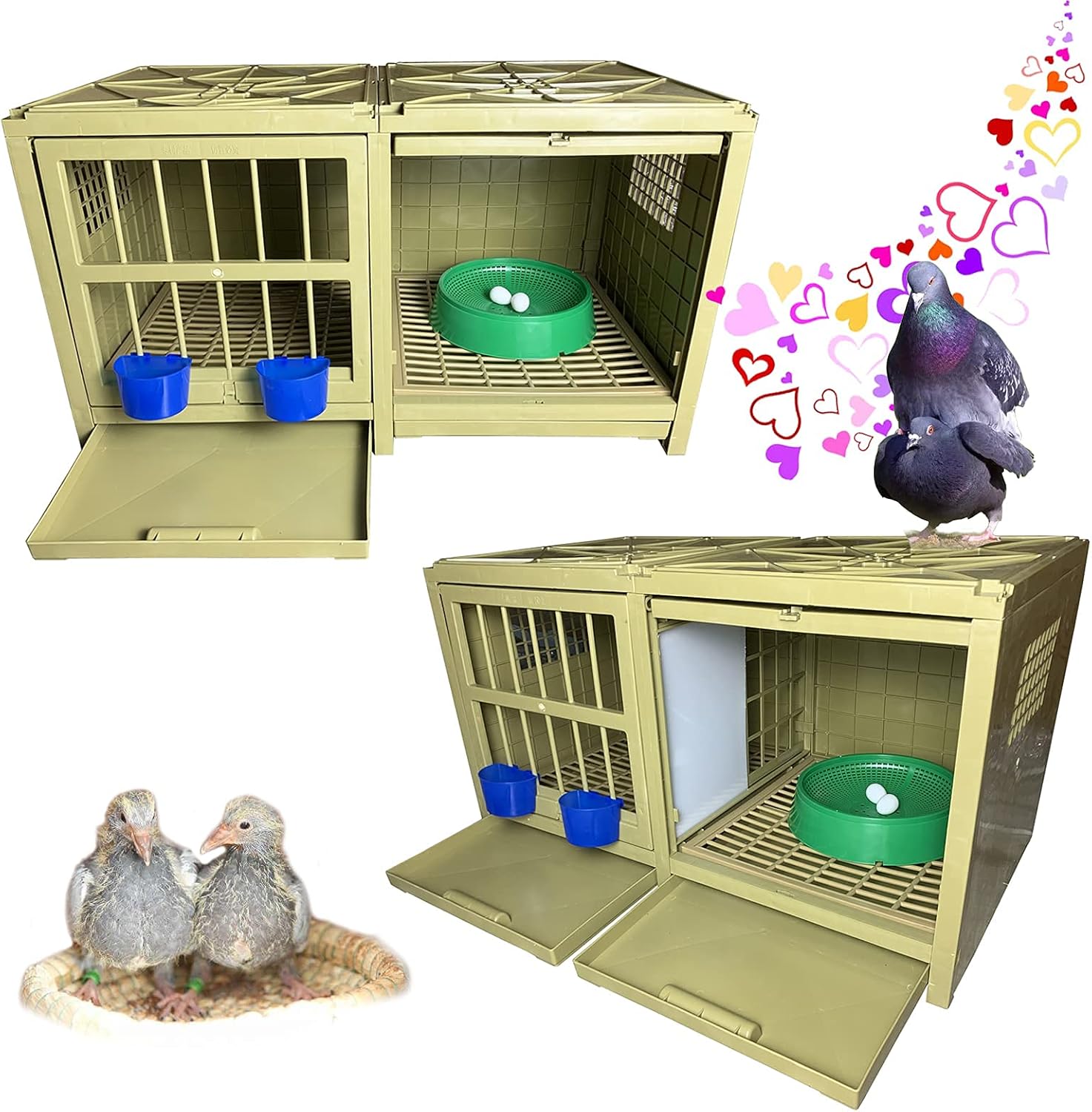 SRRPS PIGEON Pigeon Cage Plastic Pigeon Pairing Cage Bird Cage Pigeon Nest Box Carrier Combination Package Nest Solid Nest Rest and Pairing 32in, 32x18x18 Inch (Pack of 1)