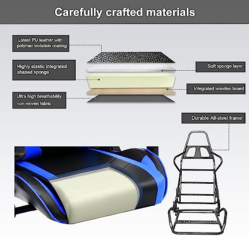 GTRACING Gaming Chair with Speakers Bluetooth Music Video Game Chair Audio Ergonomic Design Heavy Duty Office Computer Desk Chair (Black)