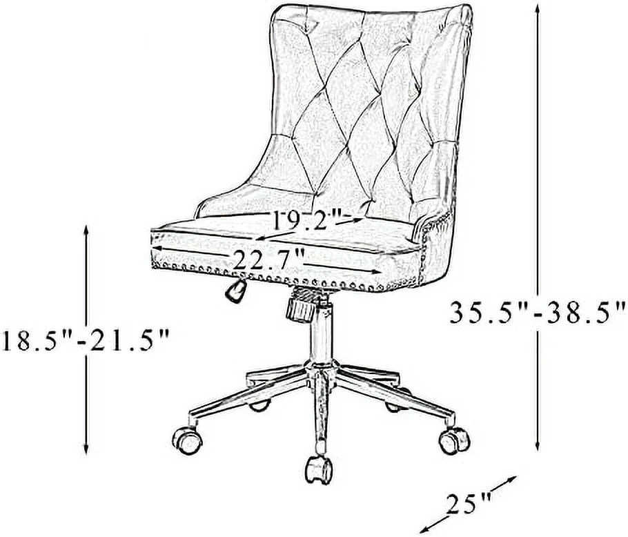 PU Leather Office Chair Armless, Home Office Leisure Chair Ergonomic -Back PU Leather Armless Chair Upholstered With 5 Rolling Casters, Height Adjustable Swivel Task Chair, SAGE