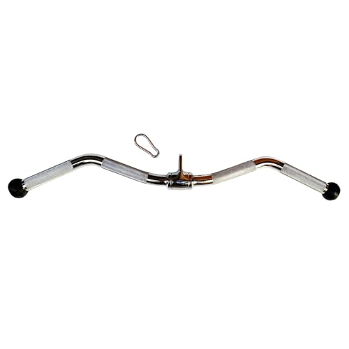 Lat Cable Machine Attachment Curl Pulldown Barbell Revolving Bar, Multi-Exerciser Cable Attachment, Solid Steel Tricep Press Down Bar with Rubber Handgrips & Revolving Hanger