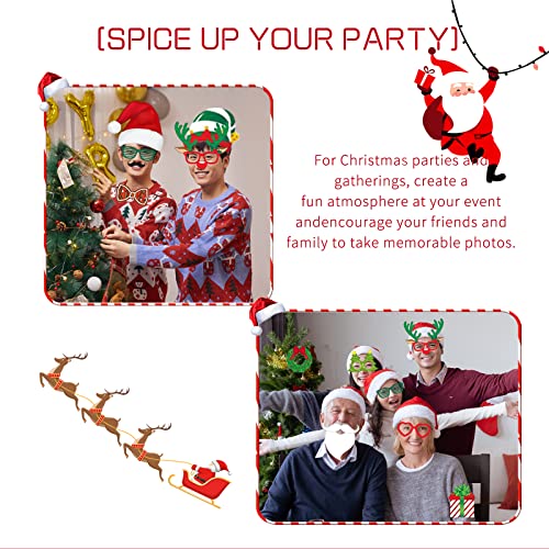 Christmas Photo Booth Props - Set of 32 Party Supplies, Pose Sign Kit for Adults Kids Decoration, Xmas Props for Photoshoot Selfie Holiday Photography