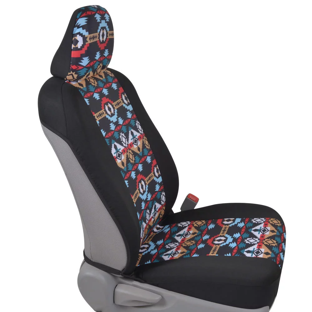 BDK Two Tone Pattern Car Seat Covers - Sideless Chic Style - Soft & Flexible Polyester (Aztec Pattern)