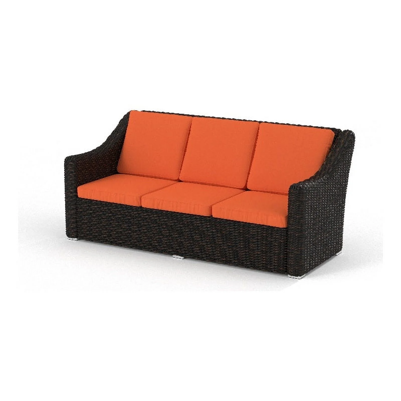 Saint Birch Contemporary Cast Iron Outdoor Wicker Sofa in Orange