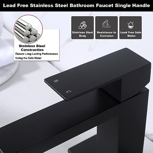 Brushed Gold Vessel Sink Faucet - Tall Single Hole Bathroom Faucet with Pop Up Drain, AML-11411-BG