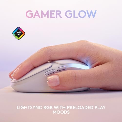 Logitech G705 Wireless Gaming Mouse, Customizable LIGHTSYNC RGB Lighting, Lightspeed Wireless, Bluetooth Connectivity, Lightweight, PC/Mac/Laptop - White Mist