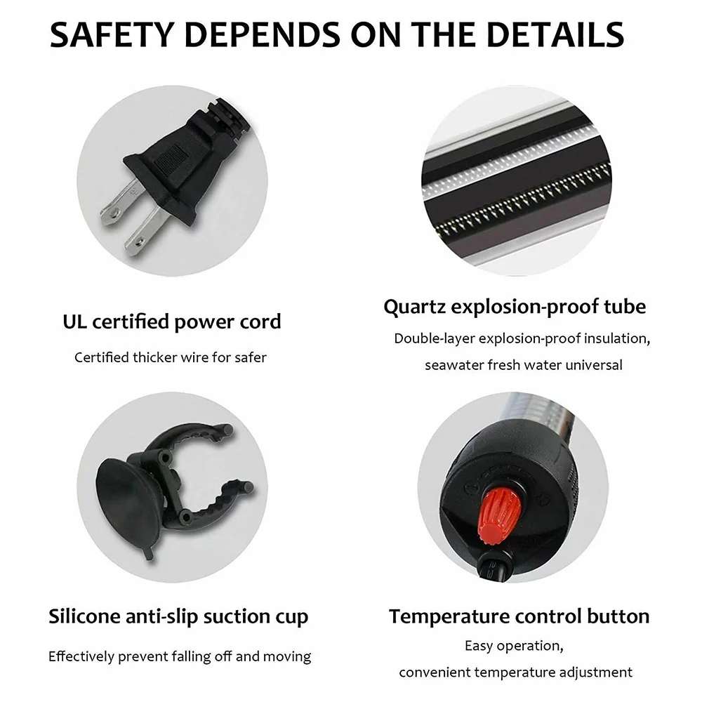 200W Fish Tank Aquarium Heater, Adjustable Temperature Submersible Thermostat Heater, 1Pcs