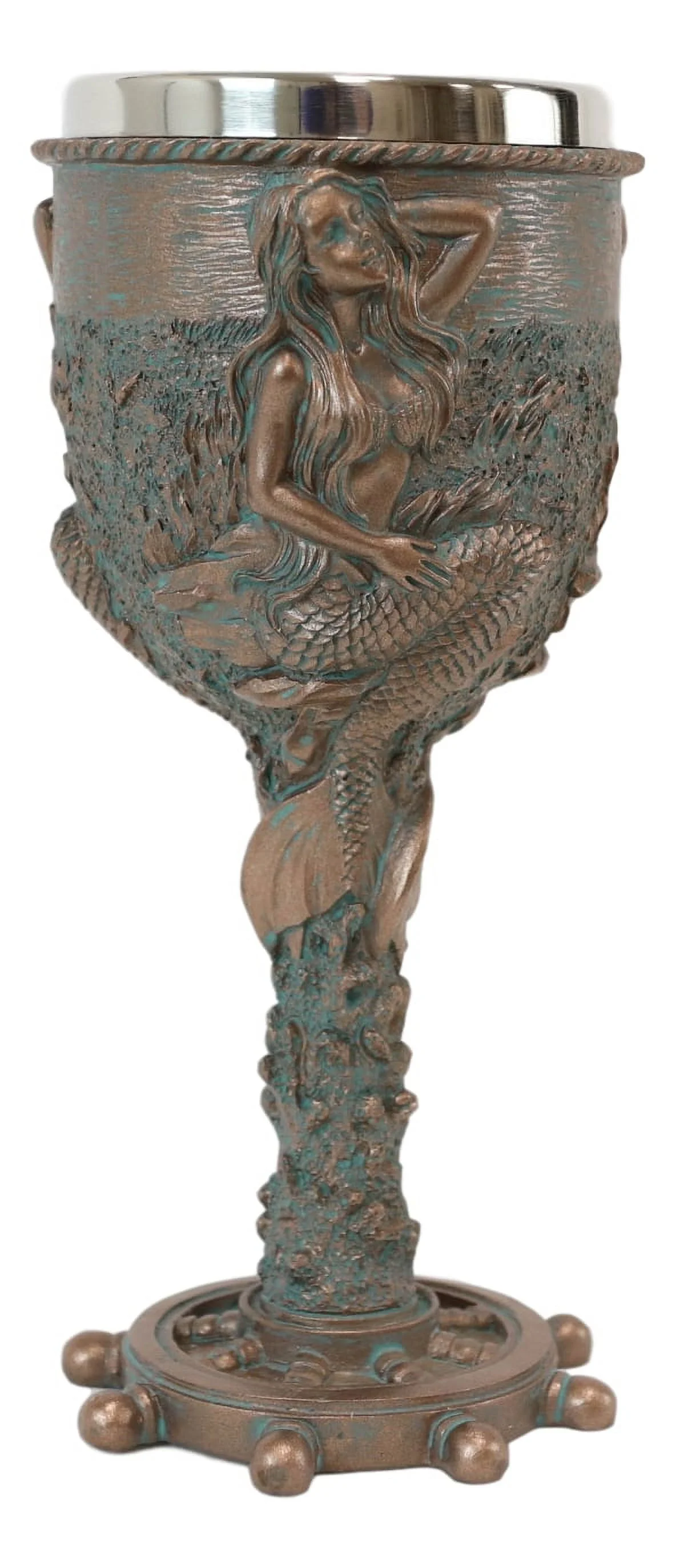 Ebros Nautical Sirens Of The Sea Rustic Mermaid Goblet 7.5