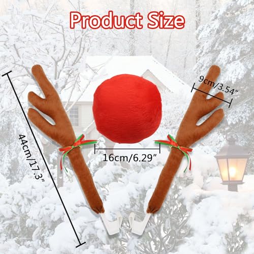zxbaers Car Reindeer Antler & Nose, Christmas Decorations for Car Rudolph Reindeer Jingle Bell Christmas Costume Auto Accessories Xmas Gift Set