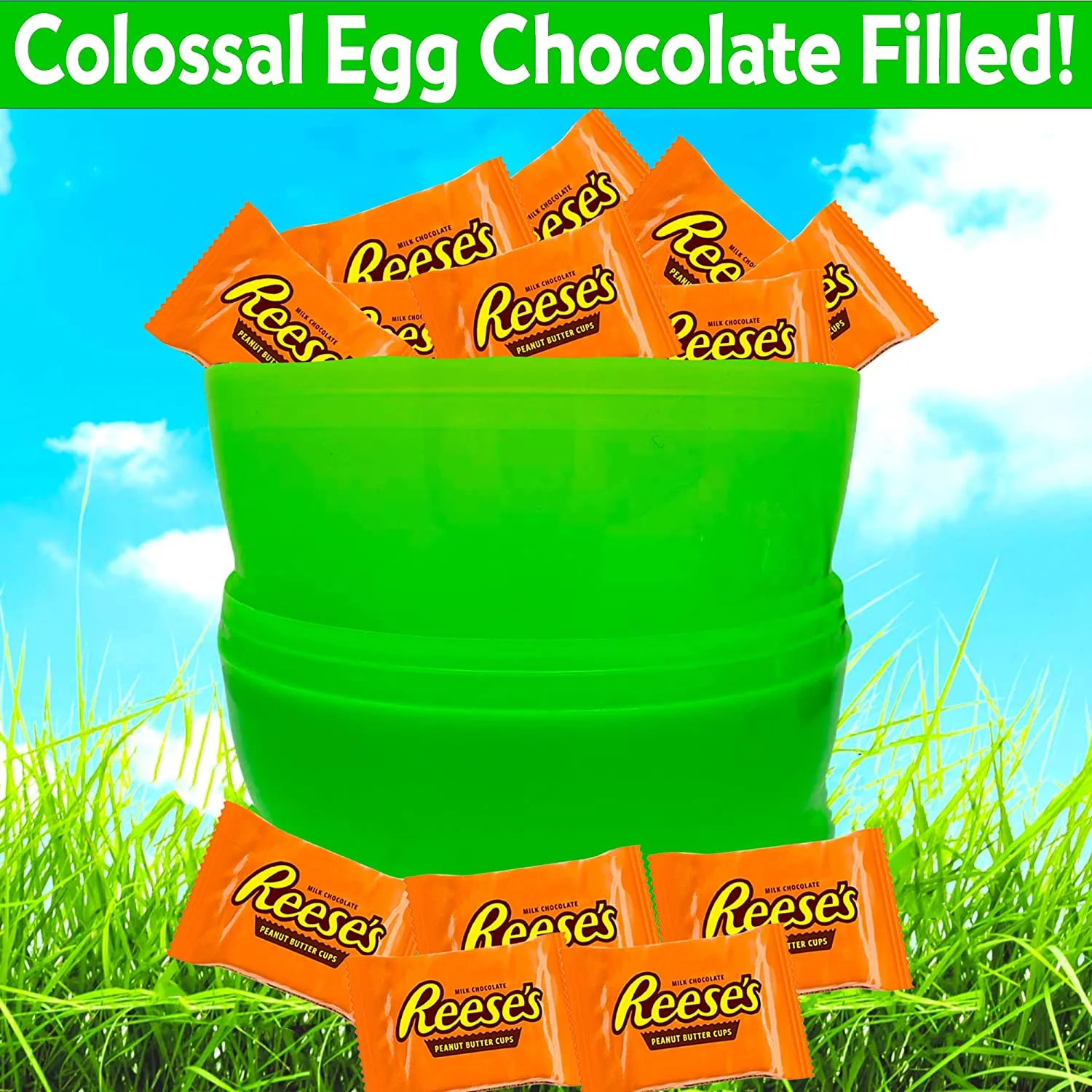 West End Foods Colossal Colored Easter Egg with 1 Lbs of Chocolate, Snack Size
