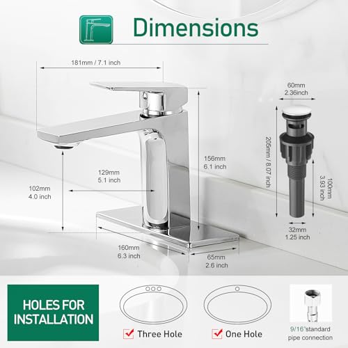 VOTON Vessel Sink Faucet Matte Black Tall Bathroom Faucet Single Handle Vanity Bathroom Sink Faucet 1 Hole Basin Mixer Tap with Water Supply Hose and Pop Up Sink Drain