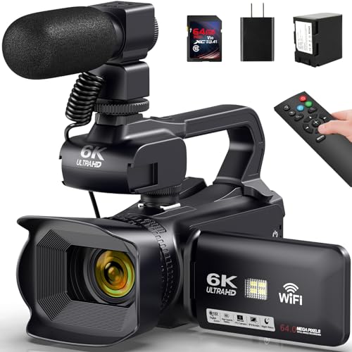 6K Camcorder Video Camera 64MP 18X Digital Zoom IR Night Vision Vlogging Camera for YouTube 4.0