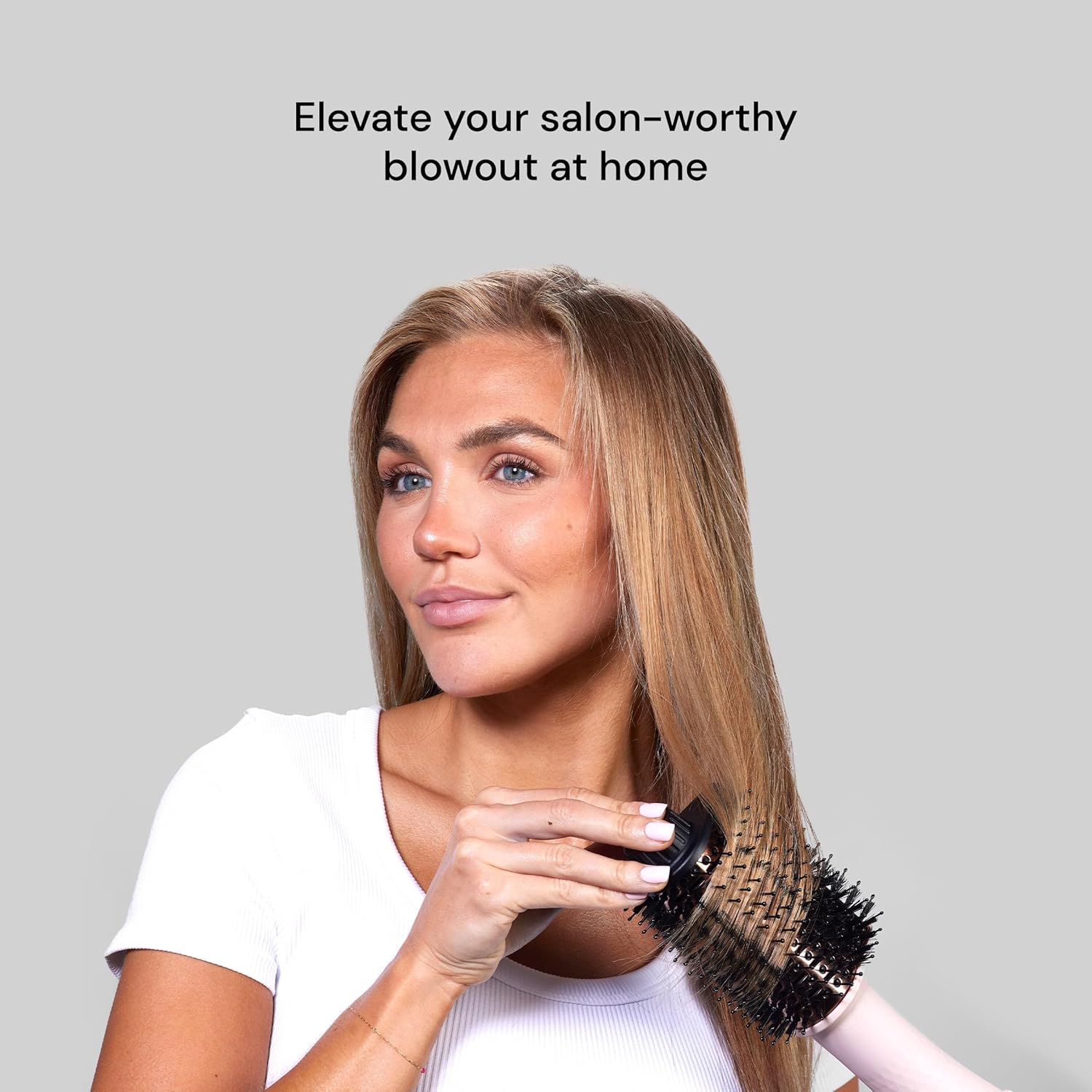 L'ange Hair Le Volume Elevé 65MM 2-in-1 Titanium Brush Dryer | Dry and Style | Unique Teardrop Shape Barrel | 3 Heat Settings | 360° Vented Airflow | Ionic Technology for Frizz-Free Styling (Black)
