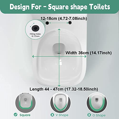 Soft Close Toilet Seat, Toilet seat, Square Toilet Seats White Toilet Seat, Top Fix Toilet Seat with Adjustable Hinges, Square Toilet Seat 355×460mm