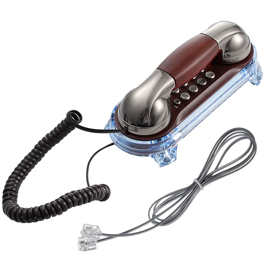 Landline Corded Phone, Vintage Wall-Mounted Telephone, Adjustable Volume Retro Telephone with Blue Indicator, Built-in Redial & Pause, Old Style Wall / Desk Phone for Home, Office, School, Hotel
