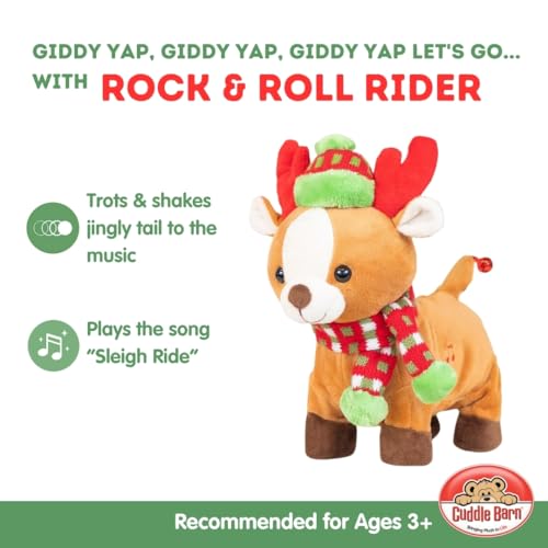 Cuddle Barn - Rock & Roll Rider | Animated Walking Dancing Singing Christmas Holiday Reindeer Sings Sleigh Ride, 10 Inches