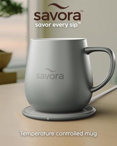 12oz Heated Coffee Mug | Barista’s Choice | Exclusive Wireless IntelliHeat Pad | Temperature Control Maintains 135°F | Hand-Crafted Ceramic Mug & Lid | Great for Tea Drinkers | Backed for Life - Grey